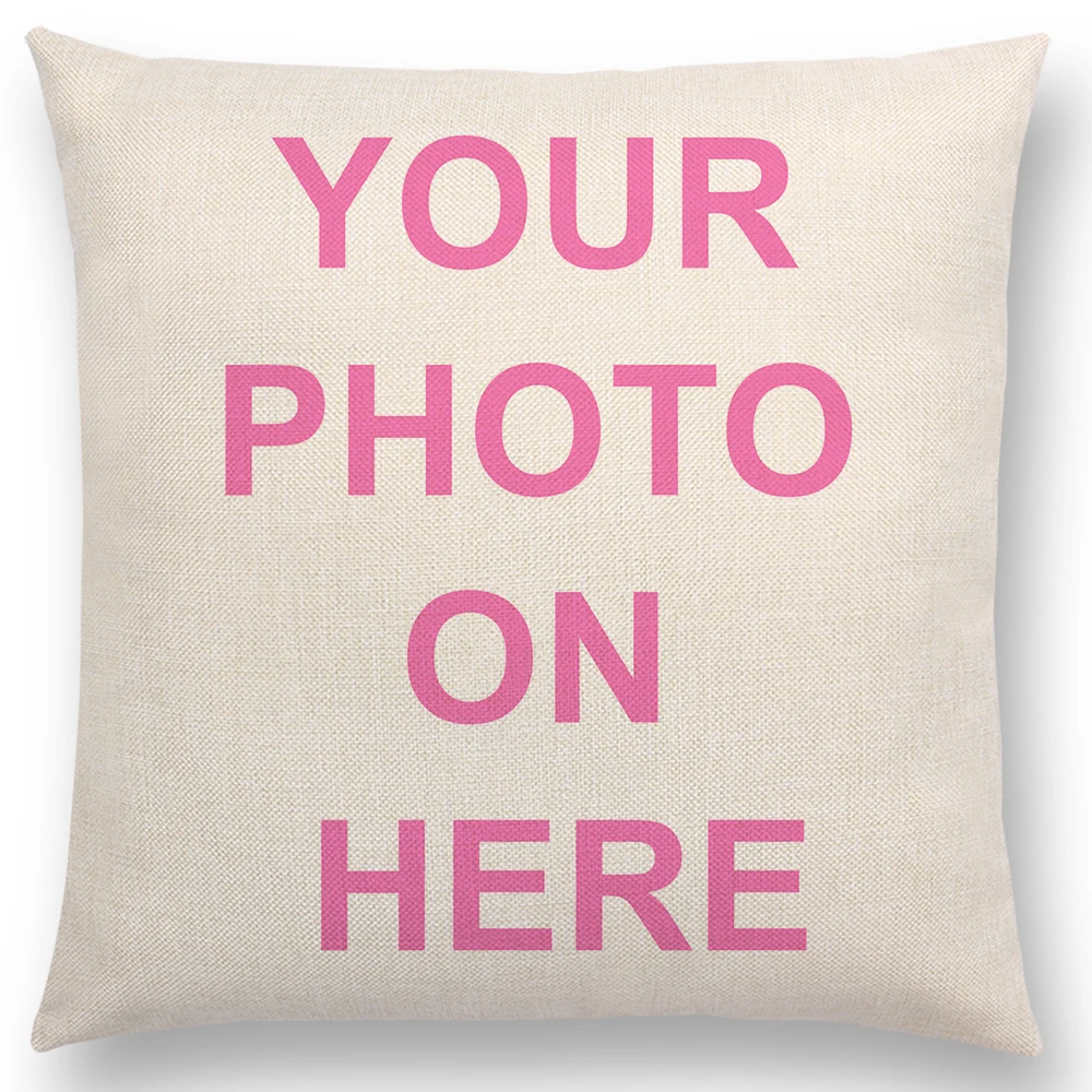 45CM Printing Custom Cushion Covers Cotton Linen Pillow Case Customized Pillow Cover for Sofa  DIY Logo Pillowcase