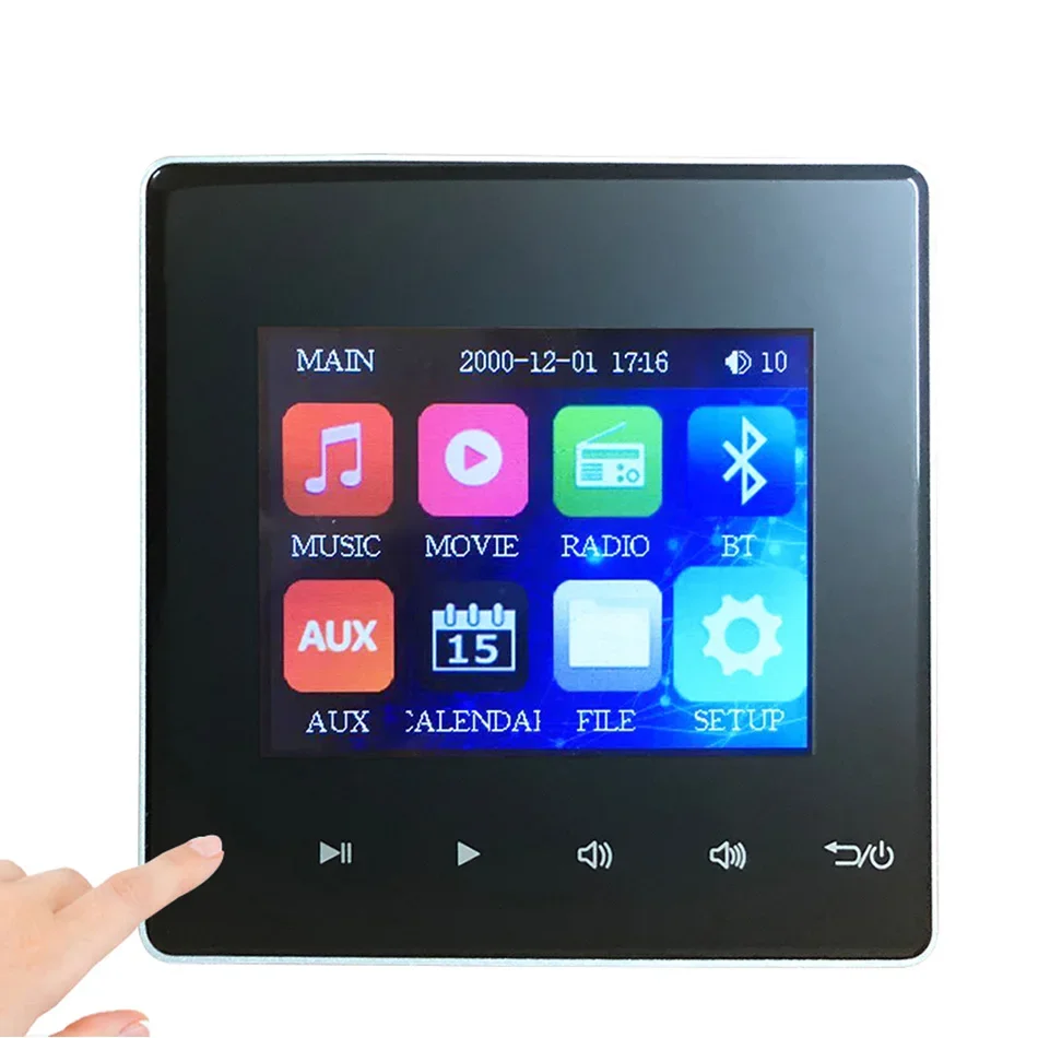 Mini wzmacniacz ścienny Bluetooth Domowy system audio Klucz dotykowy Odtwarzacz audio Tło Tablet muzyczny Idealny do apartamentu hotelowego