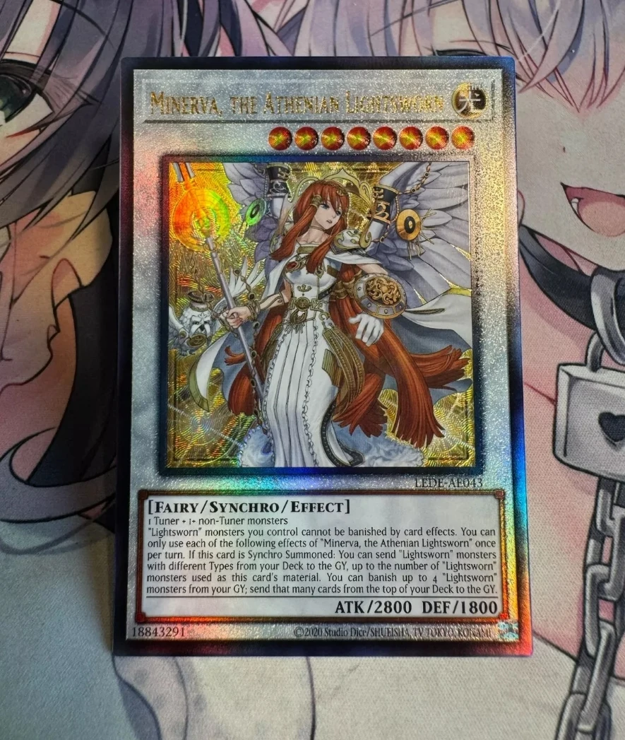 

Yugioh KONAMI Duel Monsters LEDE-AE043 Minerva, Athenian Lightsworn Ultimate Редкая азиатская английская коллекция мятная карта