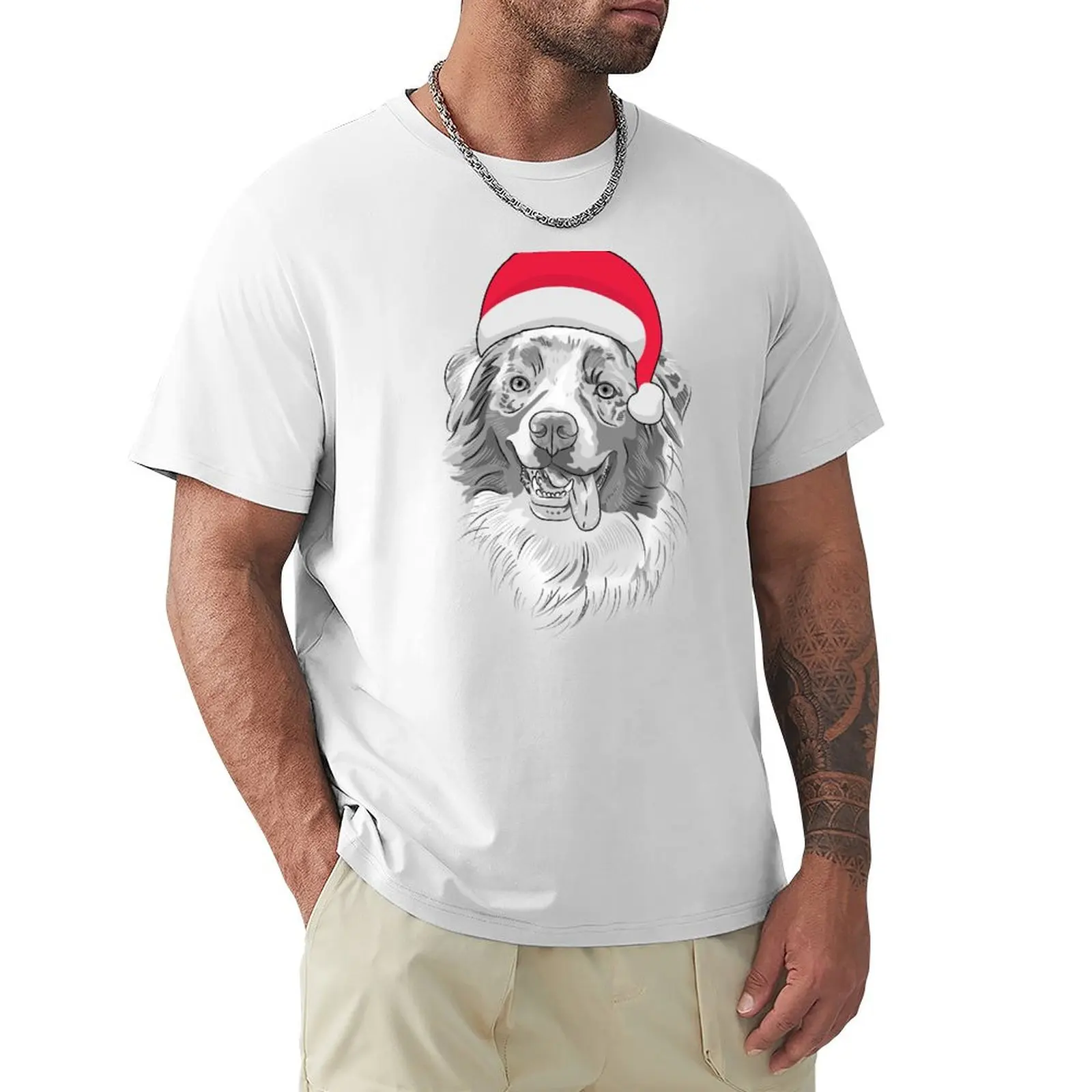 Aussie Christmas - Australian Shepherd T-Shirt anime clothes tops boys animal print designer t shirt men