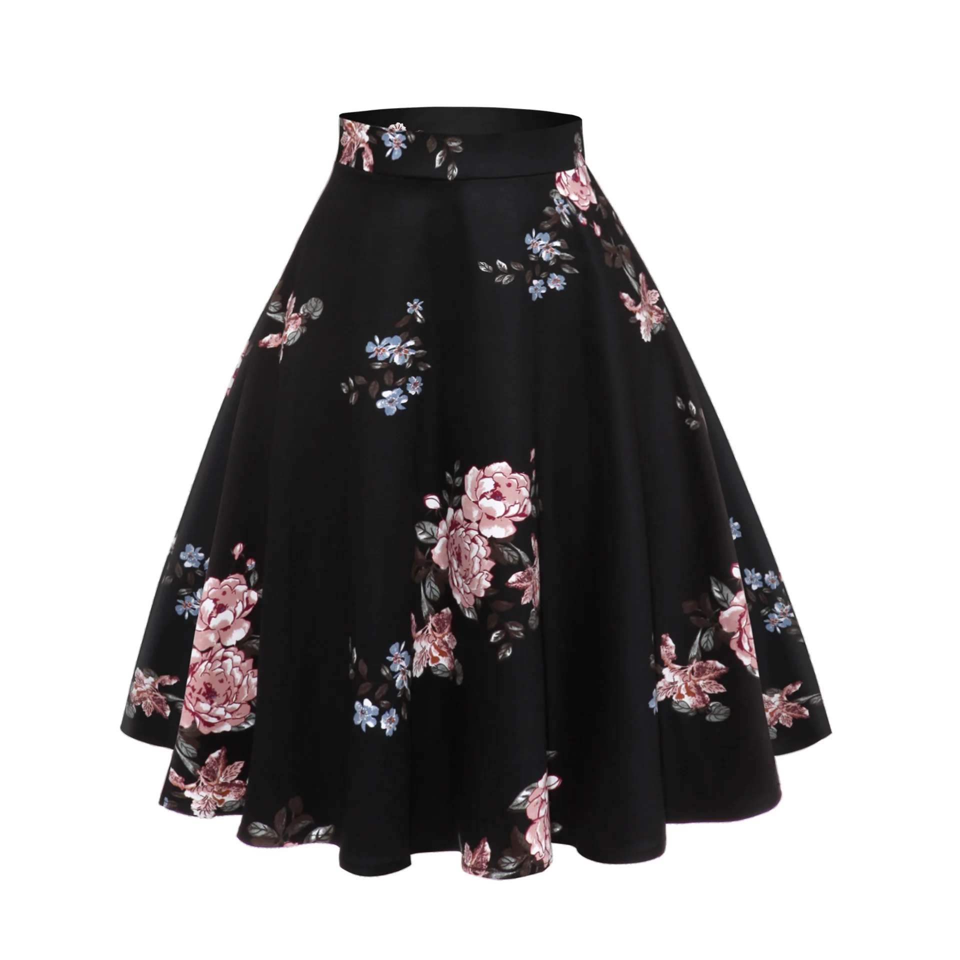 2025 Summer Women's Skirt Retro Flower Printed Skirt Fashion Simple Ladies Evening Skirt For Women Elegant Office Laides Skirt