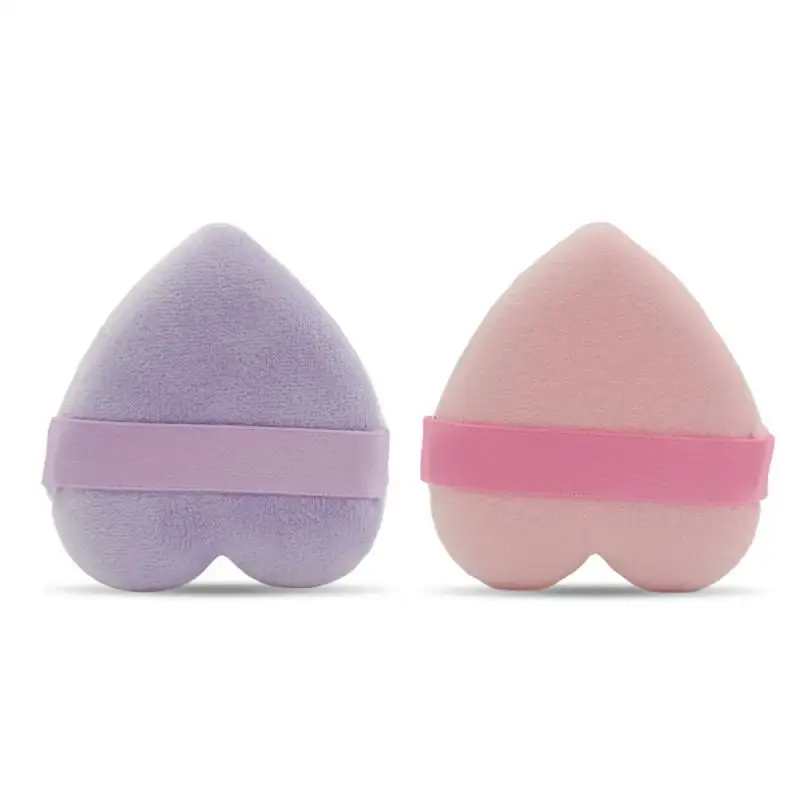 1Pc Make-Up Hoge Kwaliteit Fluwelen Pufjes Poeder Puffs Katoen Velours Liefdesvorm Poeder Puff Met Riem Sponzen Make-Up Tool