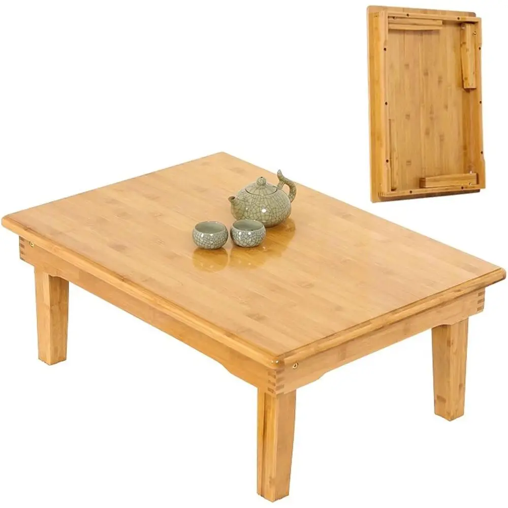 Japanese-Style Square Bamboo Table - 70cm Low Dining, Computer, and Tea Table