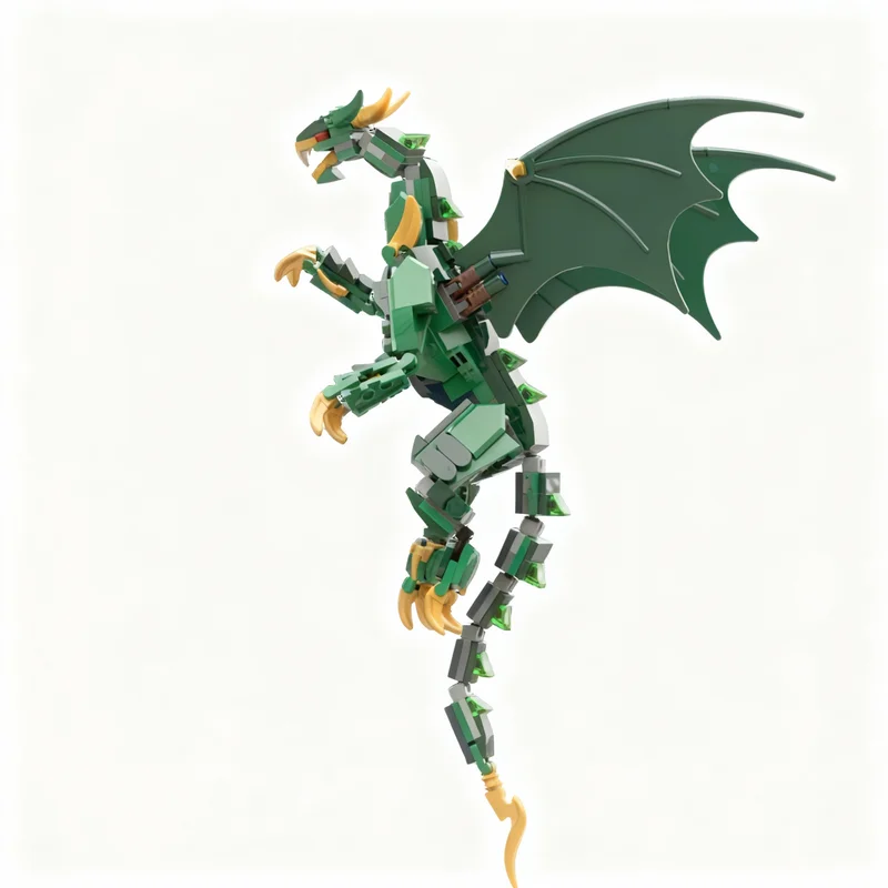 296pcs MOC Ninjago Green Dragon Model Building Blocks Architecture Assemble DIY Creative Idea Toys Festival Gift Education