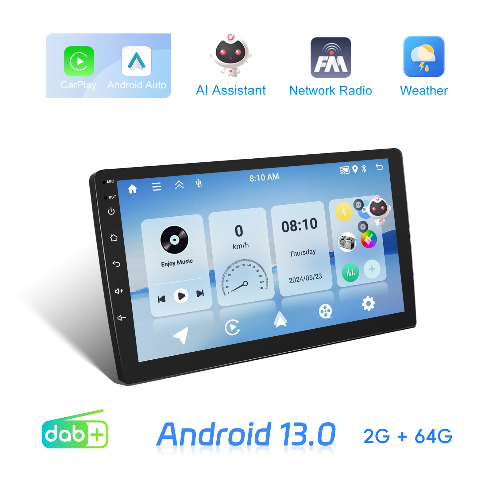 

LeeKooLuu 9inch 2+64G Android 13 Car Radio 2Din GPS Navigation Multimedia Player Wireless Carplay Android Auto with DAB Antenna