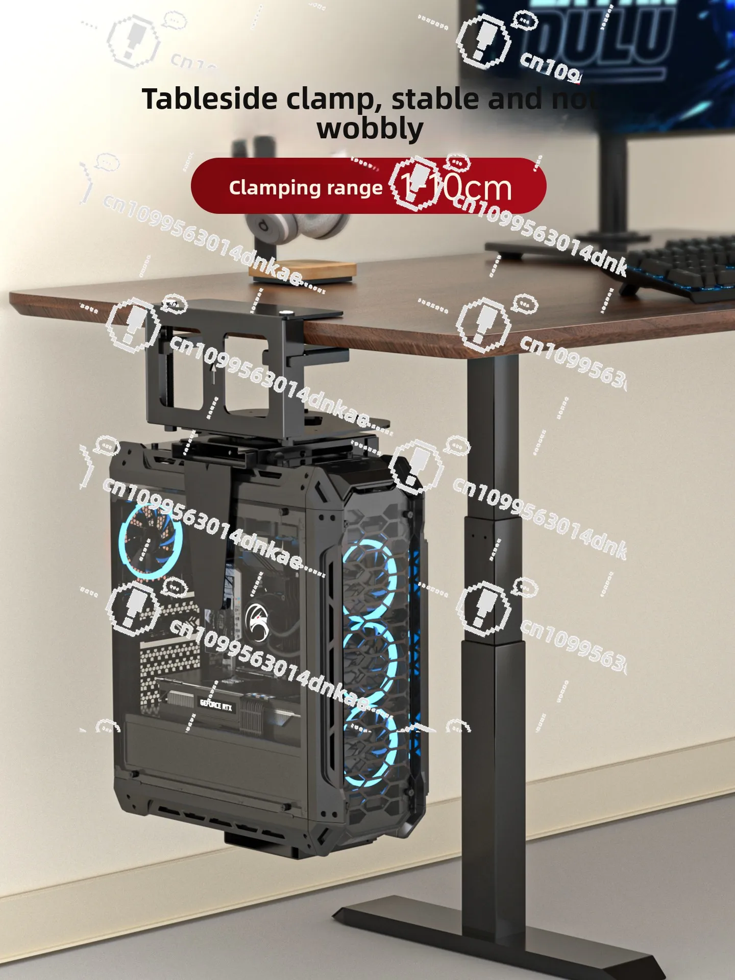 Host Bracket Lifting Table No Punching Computer Case Hanger Suspended Hanging Host Computer Hanger Side Clamping