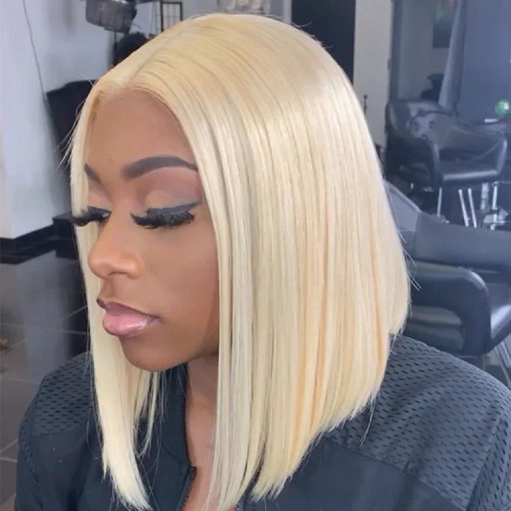 

Blonde Bob Wig Human Hair Short Straight 613 Bob Wig Human Hair 12 Inch 180 Density 613 Blonde Suitable for All Hair Types