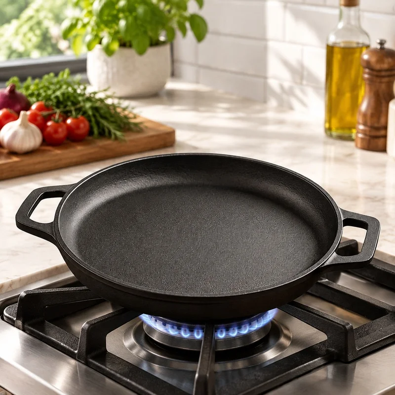 Heavy-Duty Cast Iron Frying Pan, Non-Stick Surface Ideal for Pancakes, Eggs, Steaks, and Veggies, Perfect for Indoor and Outdoor