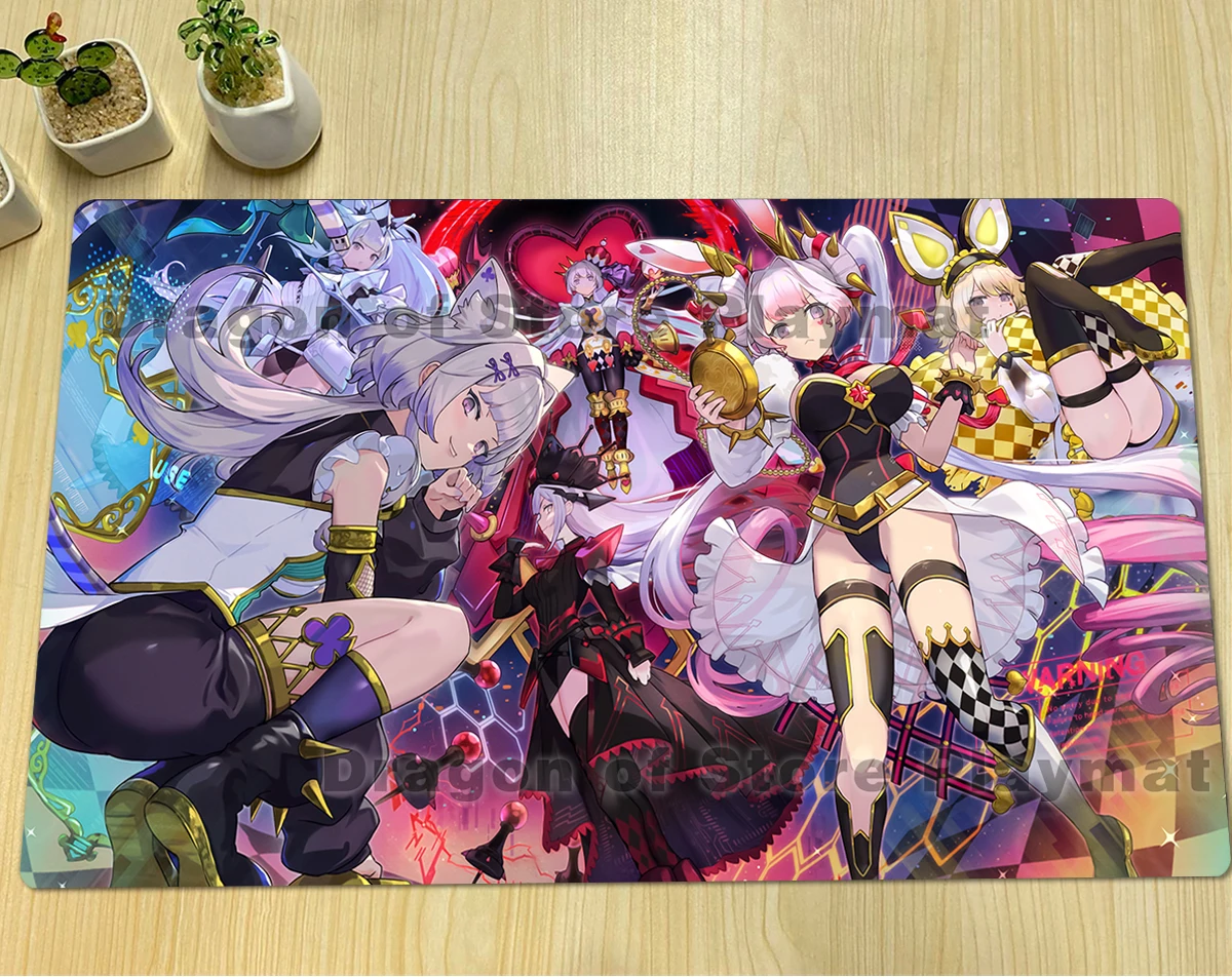 

YuGiOh M∀LICE P White Rabbit Playmat Dormouse TCG Mat Cheshire Cat BINDER CCG Trading Card Game Mat Rubber Mouse Pad Free Bag