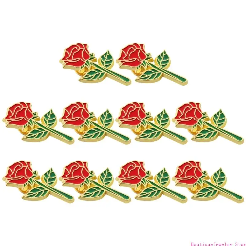 E1PE Set of 10 Delicate Alloy Flower Pins Vintage Brooches Elegant Flower Pins Ornament for Women Outfits