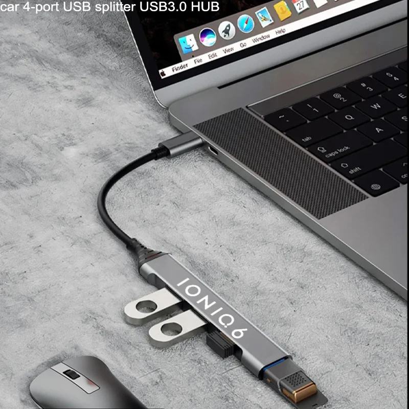 

Автомобильная док-станция типа USB3.0, многопортовый разветвитель из алюминиевого сплава с одним сопротивлением и четырьмя разветвителями для Hyundai IONIQ 5 6 7, автоаксессуары