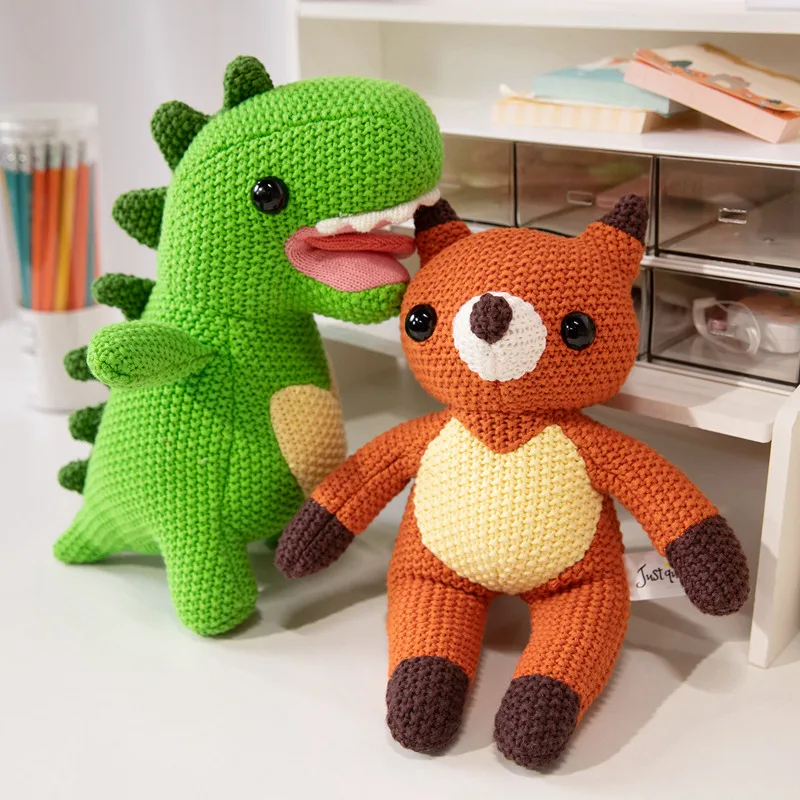 Jouets en peluche tricotés Kawaii, ours en peluche, lapin, éléphant, renard, dinosaure, poupée au Crochet, jouet éducatif apaisant pour enfants, accessoires de photographie