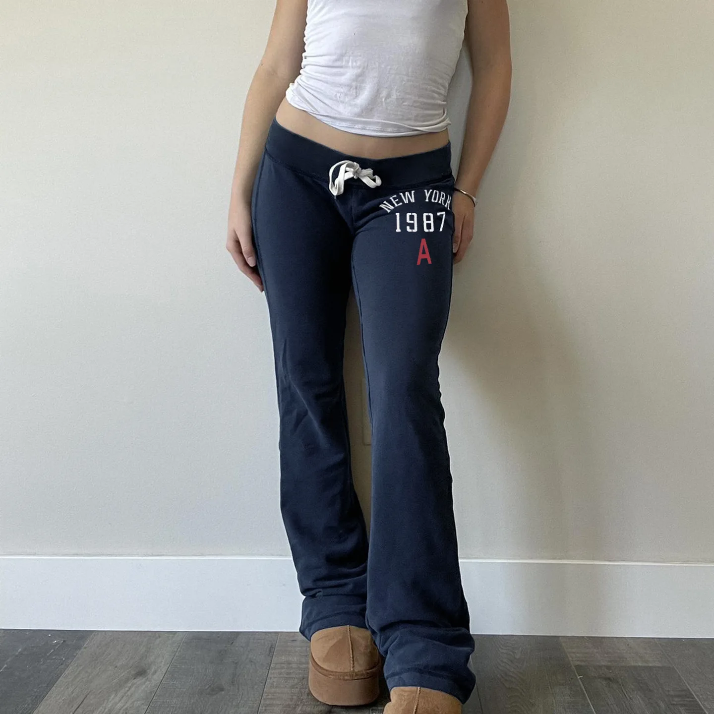 America Fashion Y2k Low Waist Slight Strech Letter Print All Match Streetwear Long Pants sweatpants women streetwear women New