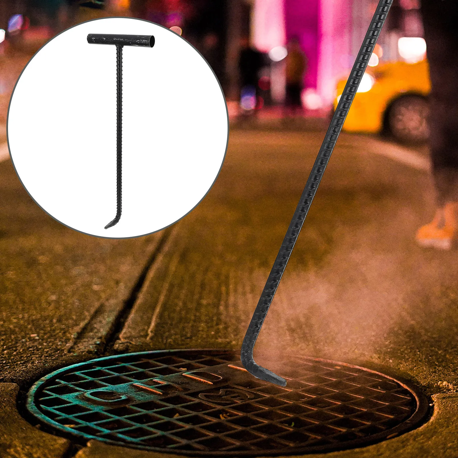 Heavy Duty T Shaped Hook for Manhole Cover Lifting Strong Corrosion Resistant Steel Smooth Finish Eco Friendly Safe Reliable Use