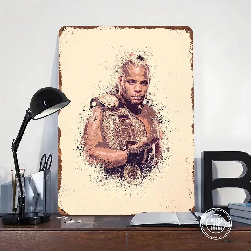 Daniel Cormier Splatter Poster Customized Vintage Metal Signs Wall Art Retro Tin Plaque for Gaming Room Decoration Aesthetic