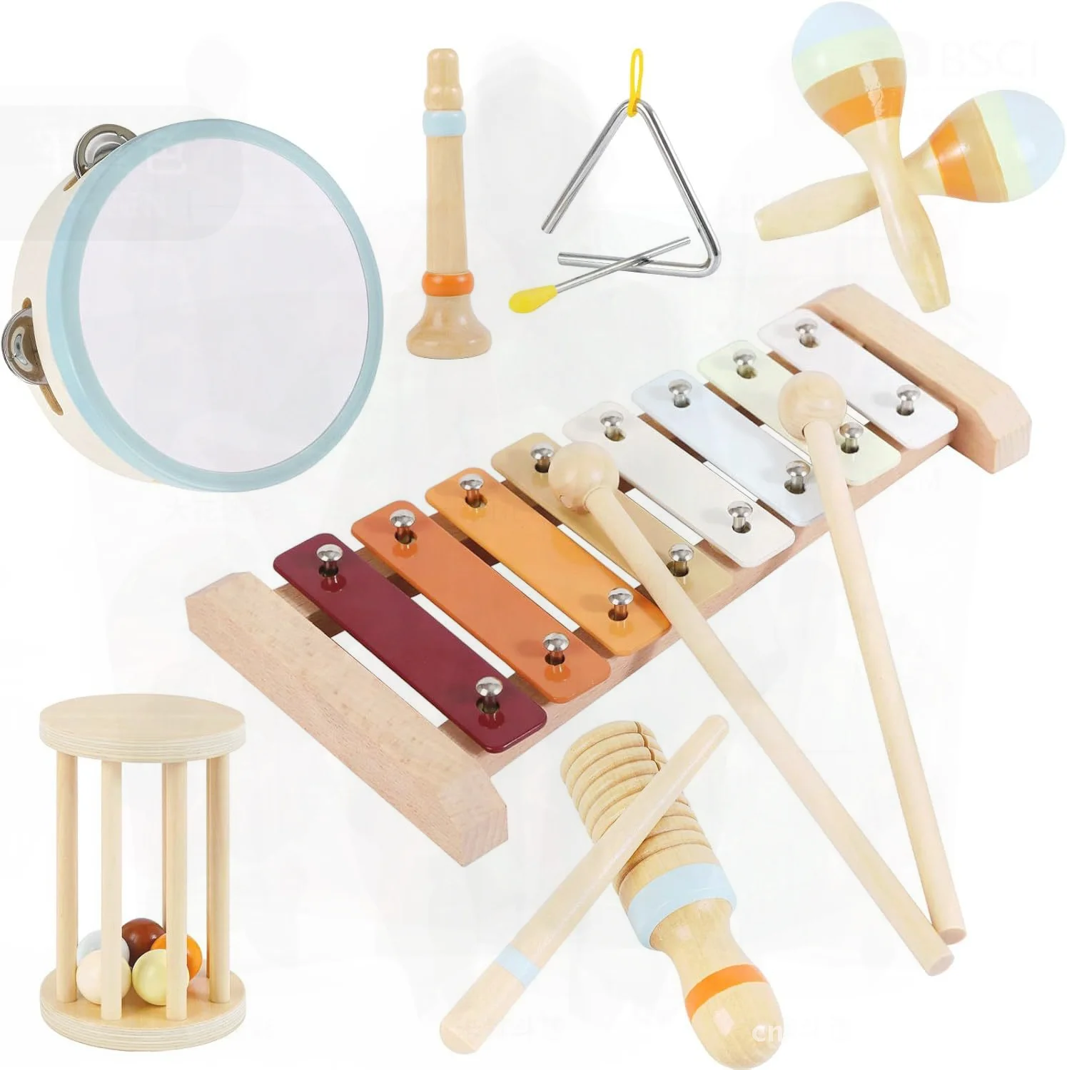 Juego de instrumentos musicales Orff de madera para niños, combinación de juguetes de Aprendizaje Temprano, Educación Musical Vocal, ciencia, percusión