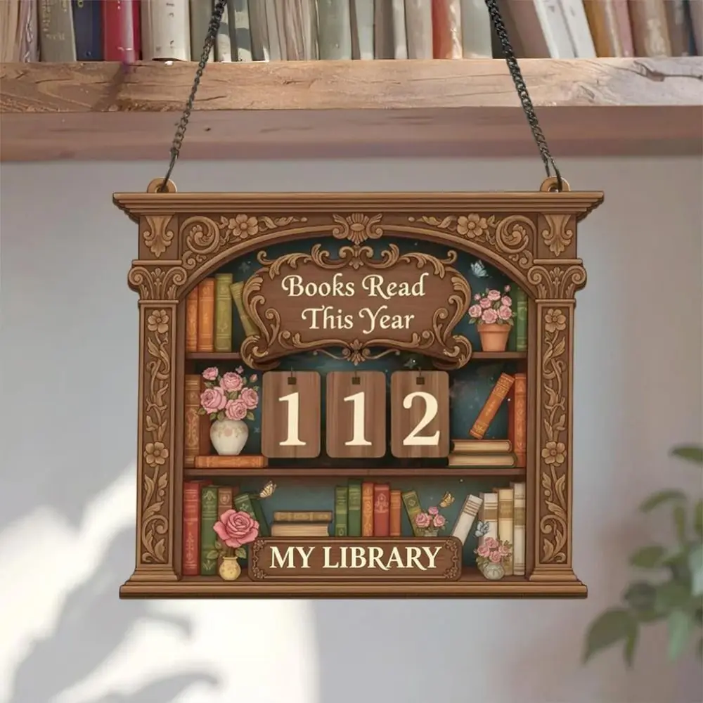 Wooden Books Read Tracker Books Read This Year Book Lovers Reading Tracker Hanging Signage Gift Reading Challenge Tracker