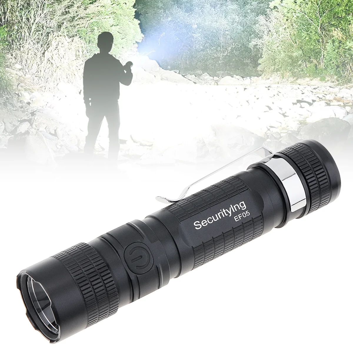 Linterna EDC EF05 de 887 lúmenes, linterna LED con zoom y indicador de potencia para acampar al aire libre/pasada nocturna/reparación nocturna