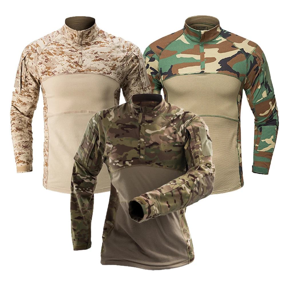 

Men's Outdoor Tactical Hiking T-Shirts Military Army Camouflage Long Sleeve Hunting Climbing Shirt Male Breathable Sport Clothes