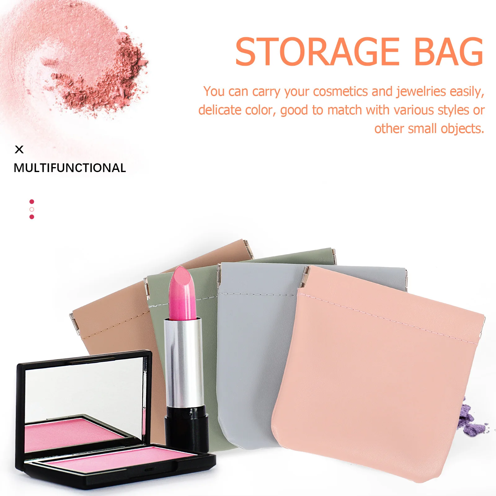 

4Pcs Portable Makeup Bags PU Small Organizer Outdoor Travel Toiletry Pouch Women Jewelry Pouch