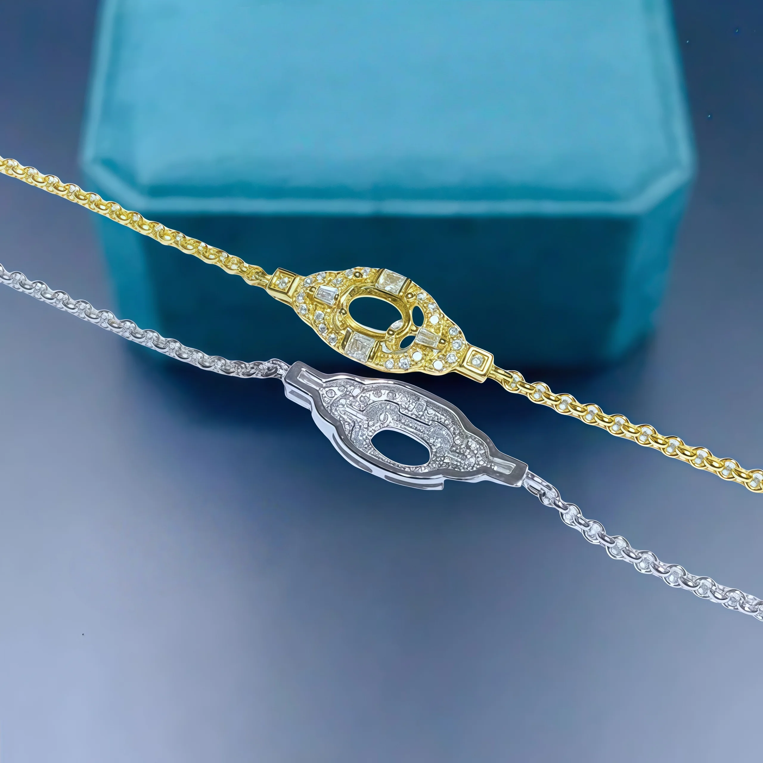 L S925 فضة لتقوم بها بنفسك إعدادات حامل سوار فارغ 4*6 مللي متر حجر القطع الناقص غرامة مجوهرات Charm تصميم بسيط الزركون للمرأة #3