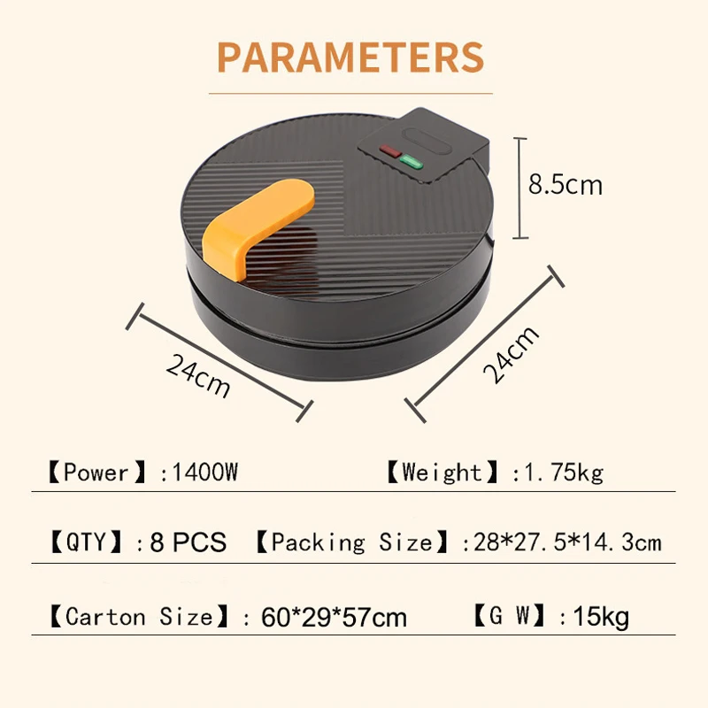 Non-Stick Mini Donut Making Machine, 8 furos Donut Machine, Waffle Maker, Uso Doméstico