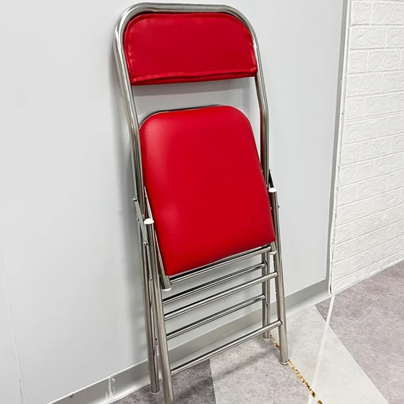 Outdoor Heavy-Duty Folding Chair Industrial Backrest Seat 304 Stainless Steel Dining Chair Cafe Style
