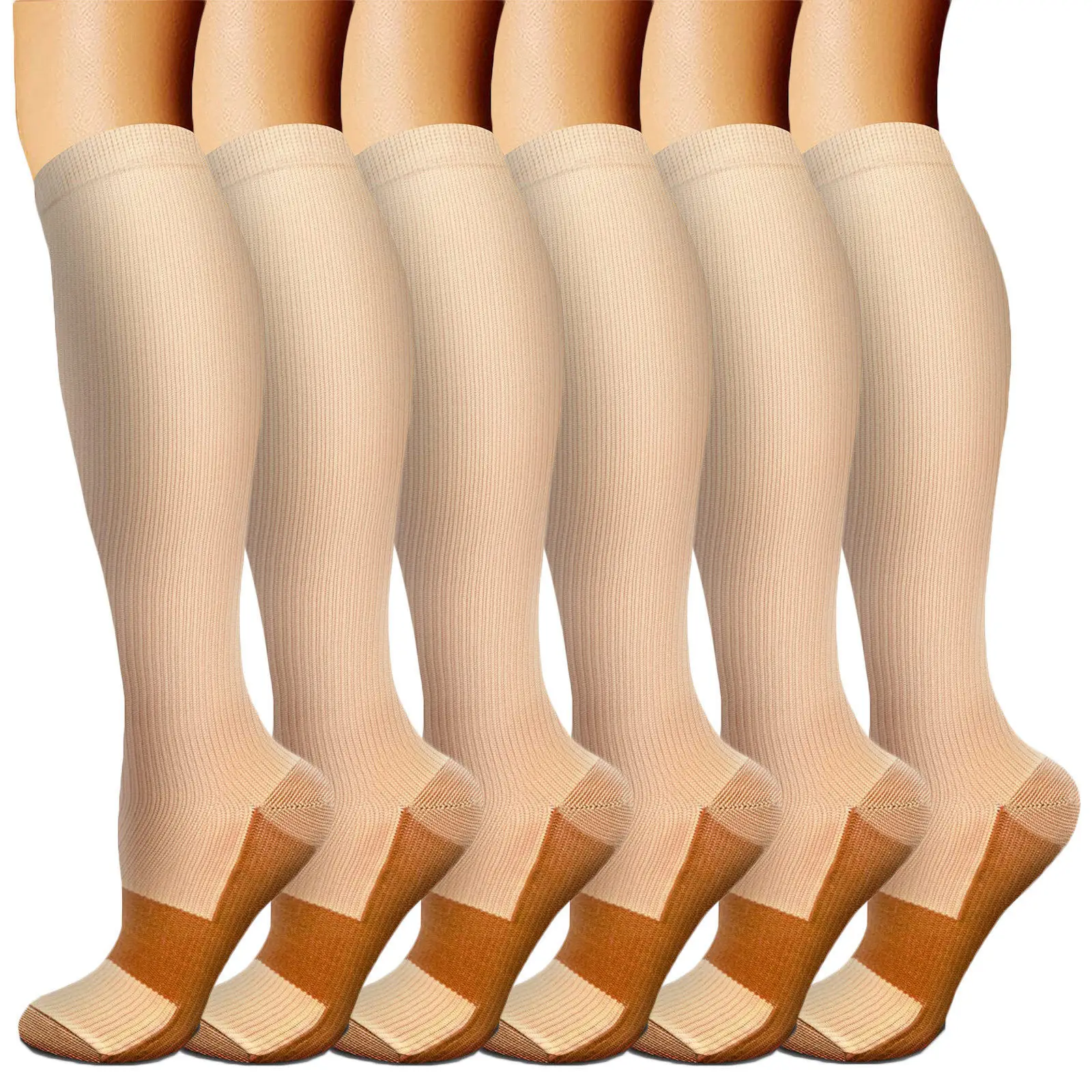 MOJITO 6 Pairs/Lot Copper Compression Stockings Nursing Outdoor Sports Prevent Varicose Veins Men Women Compression Socks Set