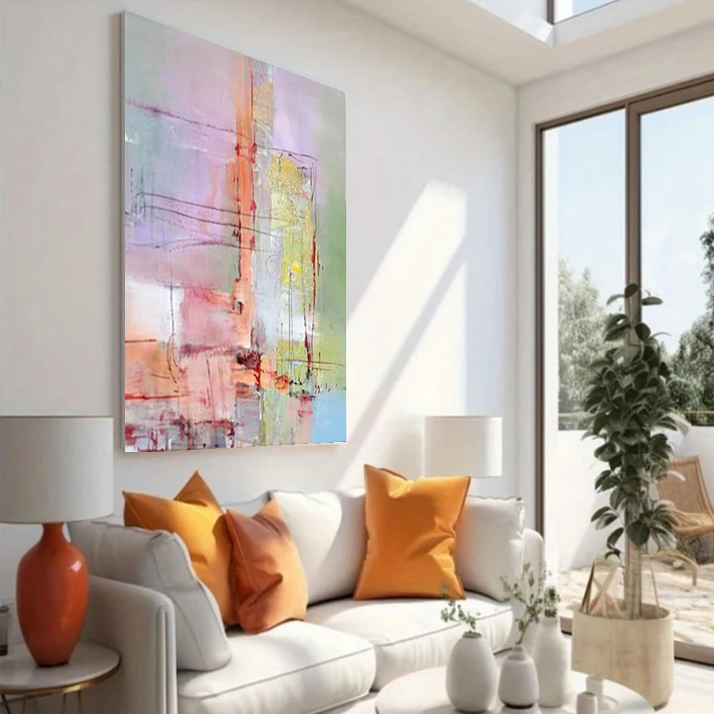 Abstract Color Canvas Paintings Nordic Modern Indoor Wall Art Hand-Painted Knife Thick Oil Texture Oil Painting For Home Decor