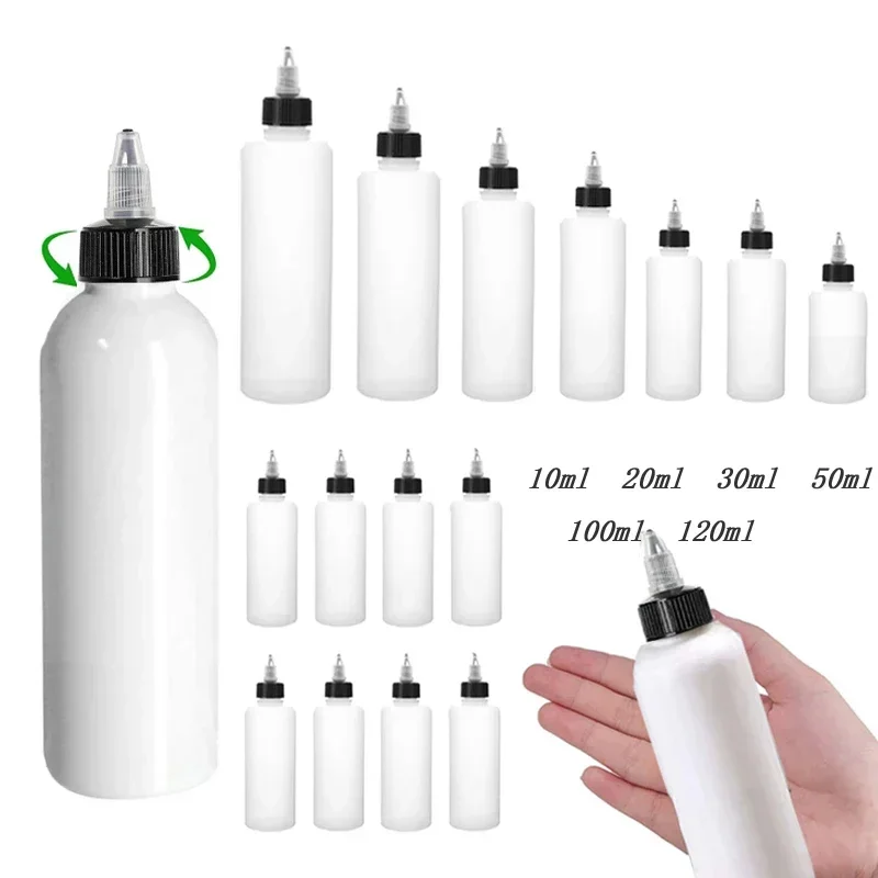 

30Pcs 10ml-120ml Empty Plastic Squeeze Bottles With Rotary Cap And Liquid Dropper Containers With Refillable Tip For Ink Pigment