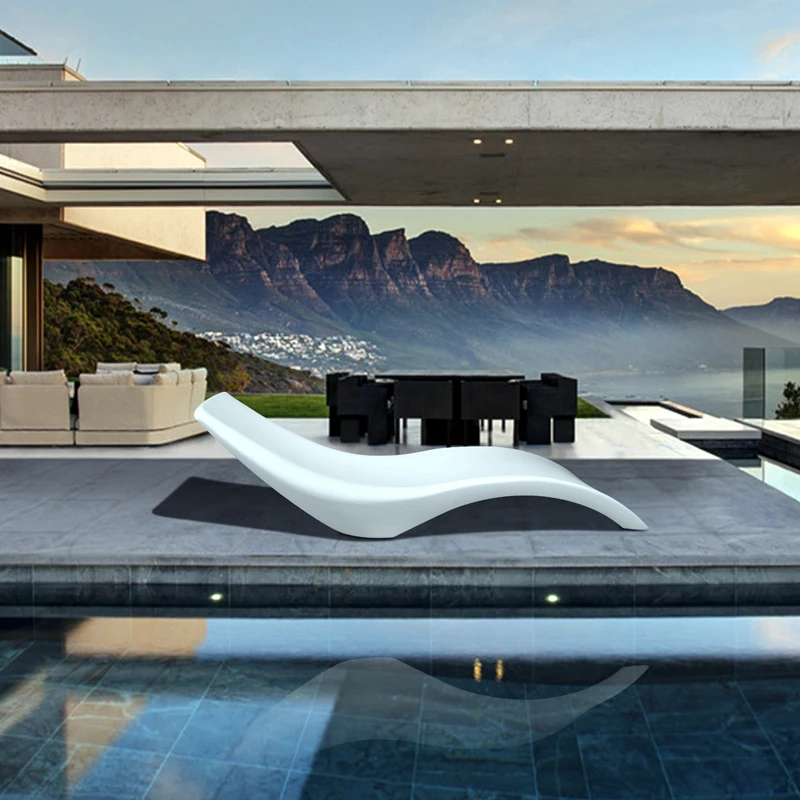 

Изысканный курорт для пляжной виллы, современный белый шезлонг в форме s, шезлонги для бассейна, коммерческие шезлонги, поставщик