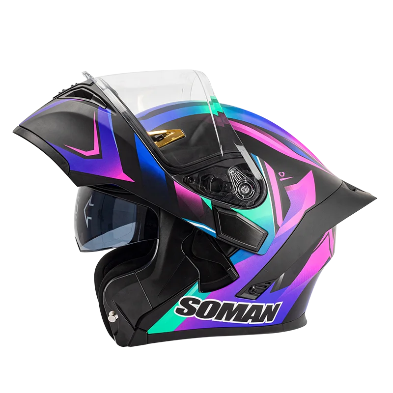 Dual visor flip-over riding helmet open off-road racing helmet full face motorcycle helmet