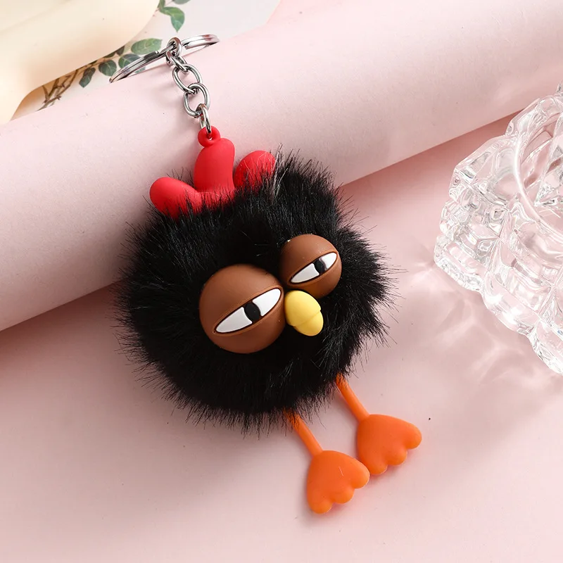Cute Colourful Chicks Fur Balls Keychain Plush Pendant Funny Chick Small Coal Ball Car Keychain Bag Decor Accessories Party Gift