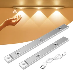 30-40CM LED Motion Sensor Ultra Thin Rigid Bar Lamp USB Rechargeable Night Sensor Lamp Infrared Detector Wardrobe Cabinet Light