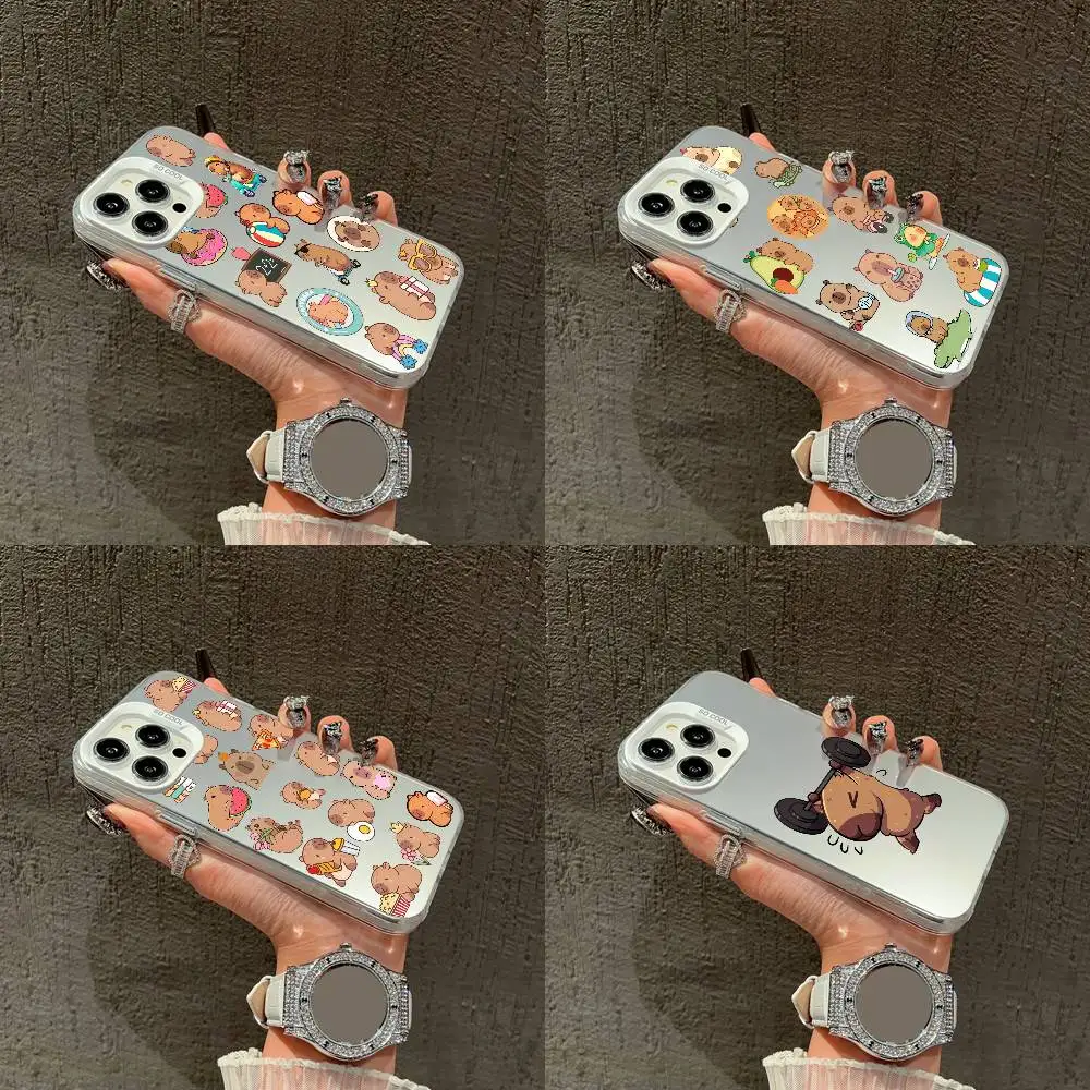 

GYM Cartoon Capybara Cute Phone Case For iPhone 16,15,14,13,12,11,Mini,Pro,E,XS,SE4,MAX White IMD Box