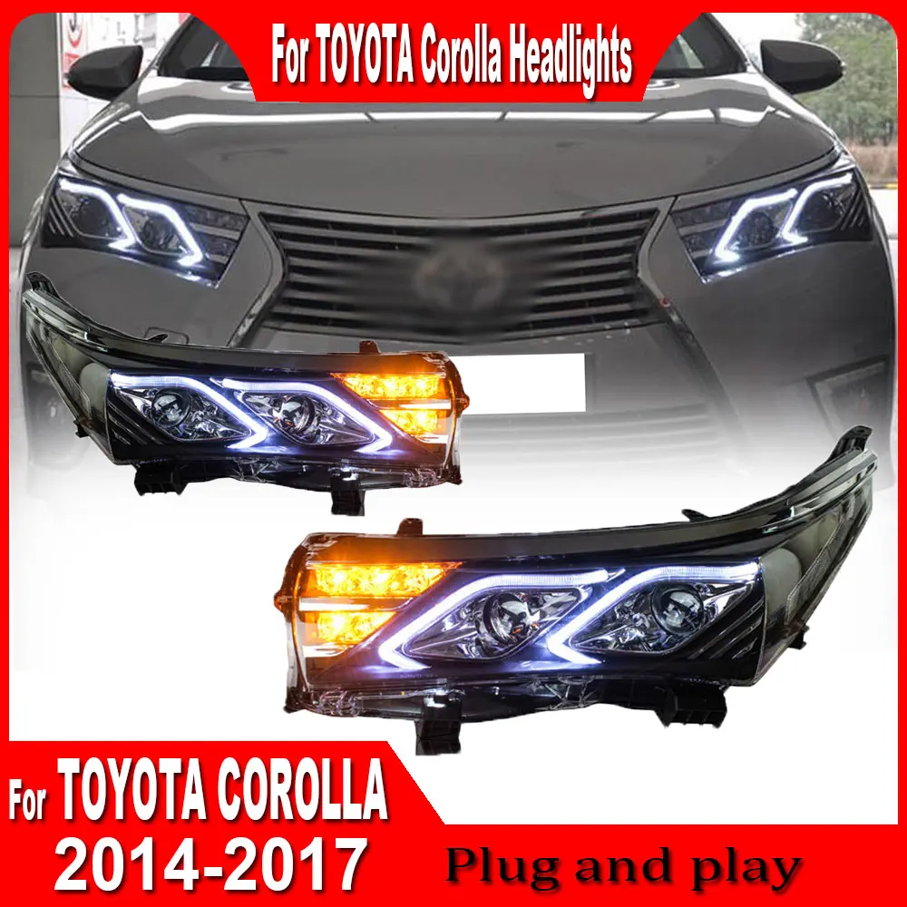 Styling Headlights for Toyota Corolla LED Headlight 2014 2015 2016 Head Lamp DRL Signal Projector Lens angel eyes Automotive