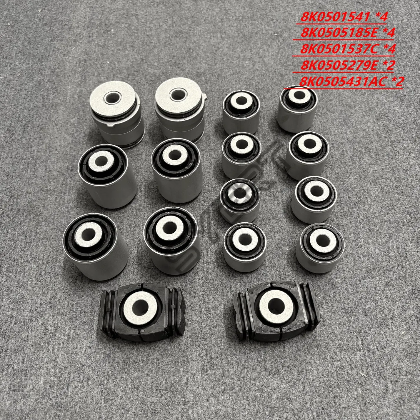 16PCS Rear Suspension Control Arm Bushing Kit 8K0501541 8K0505185E 8K0501537C 8K0505279E 8K0505431AC