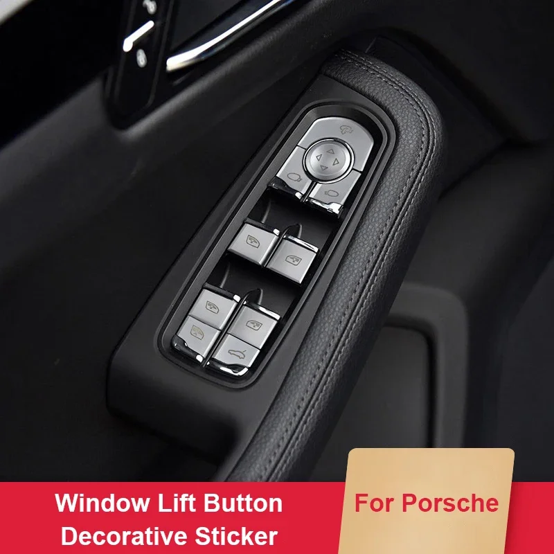 For Porsche Macan 95B Cayenne 92a 9ya Panamera 971 2010-2017 2018-2024 Car Window Lift Buttons Trim Sequin Sticker Modification