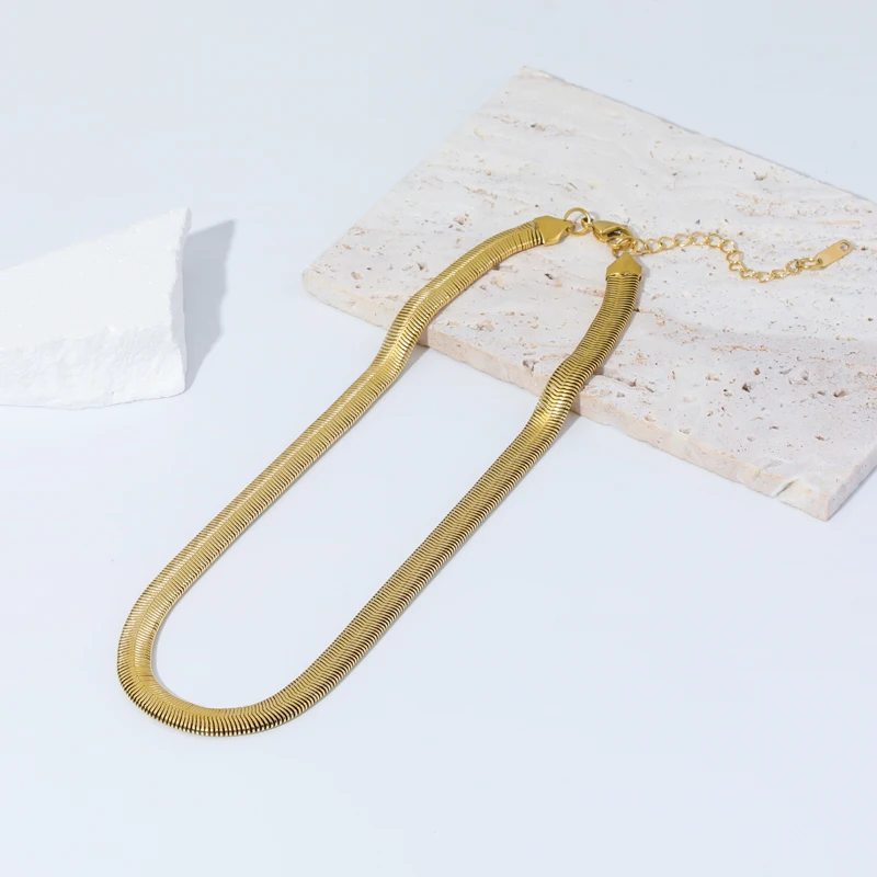 EILIECK 316L Edelstahl Goldfarben Dicke Schlangenkette Halskette Armband für Frauen Mädchen Mode Schmuckset Geburtstagsgeschenk – Detail 11