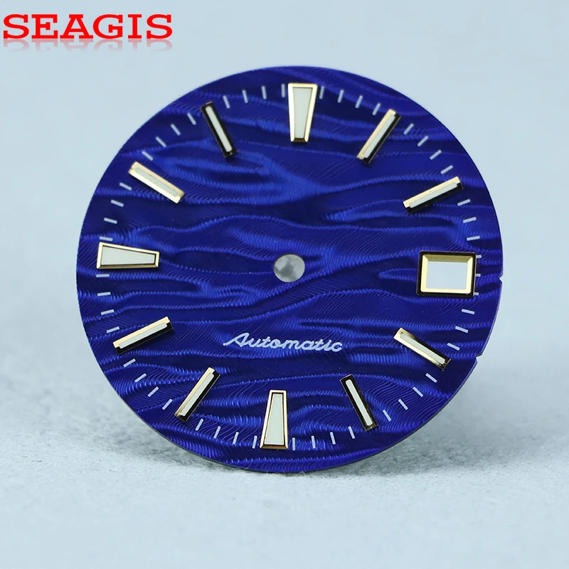 

SEAGIS Guilloche Dial 28,5 мм циферблат GS MOD циферблат NH35 механизм синий люм без логотипа аксессуары для часов