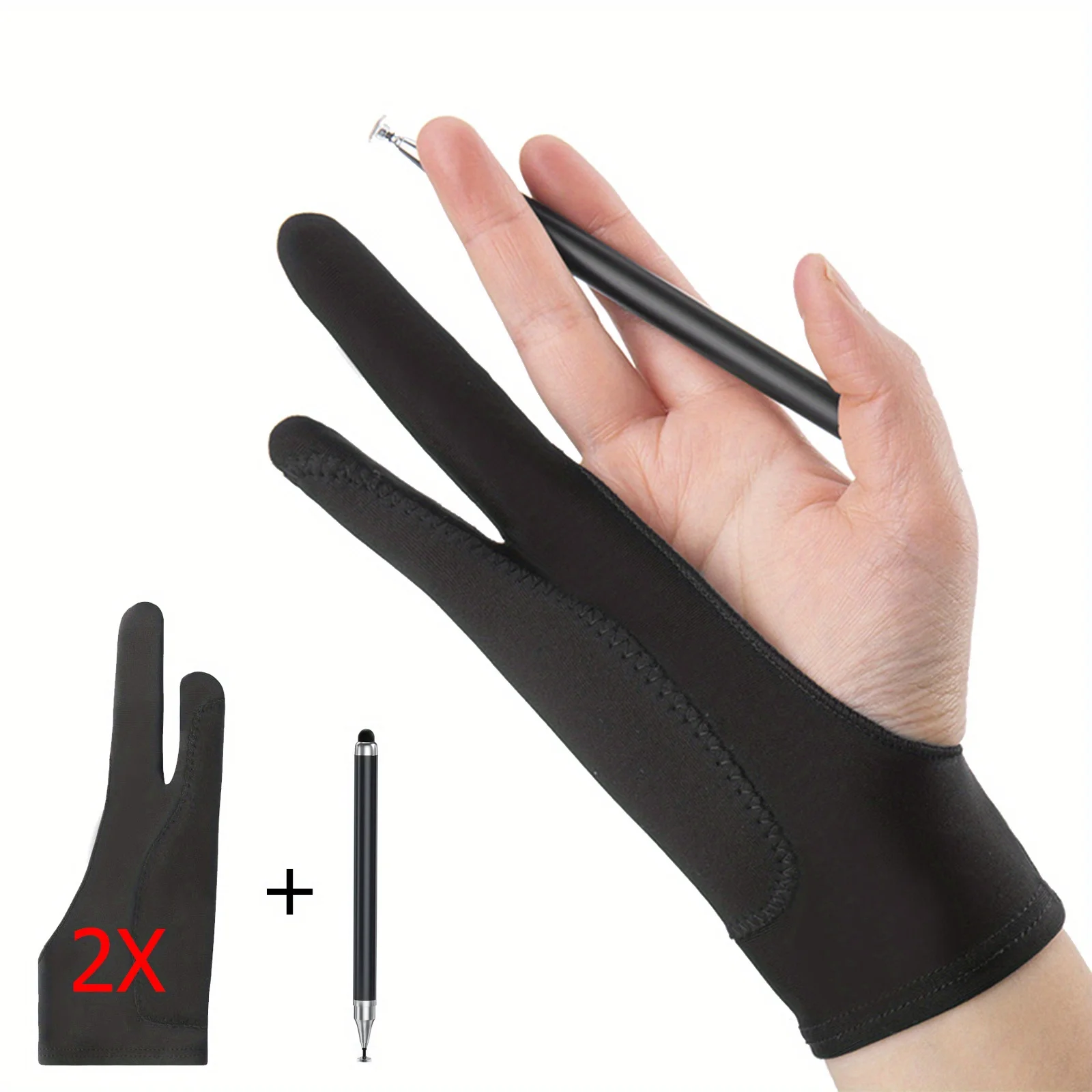 

Artists Gloves 2 Pack With 1pc Stylus Drawing Glove 3-Layer Palm Rejection Digital Art Glove for Graphic Tablet, Artist Gloves M