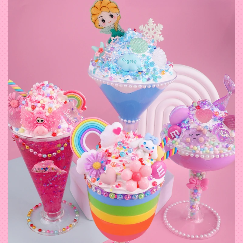 DIY Faux Dessert Craft Kit Mini Ice Cream & Fruit Drink Models Creative Party Treat Toys for Kids & Adults