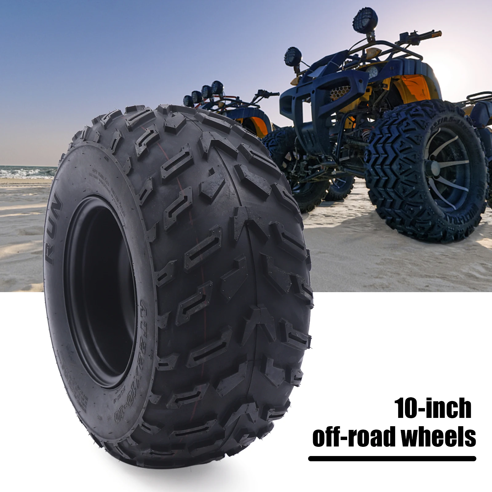 

22x10-10 22X10X10 TIRE WHEEL 10 inch RIM 200CC 250CC ATV QUAD Go Kart Off Road Black