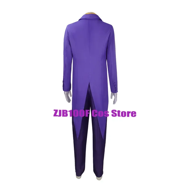 Palhaço heath ledger cosplay anime cavaleiro coringa cauda de andorinha terno trajes jaqueta roxa uniforme festa de halloween papel palhaço outfit