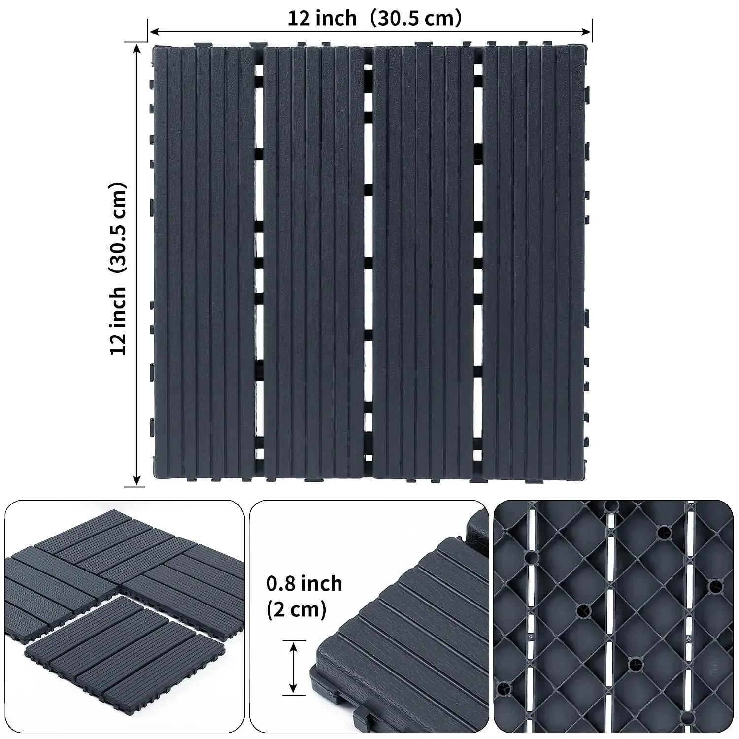 US Shipping Brand new  Plastic Interlocking Deck Tiles (44 PCS), 12x12 Inches Waterproof Outdoor Patio Flooring, Easy Snap Balco
