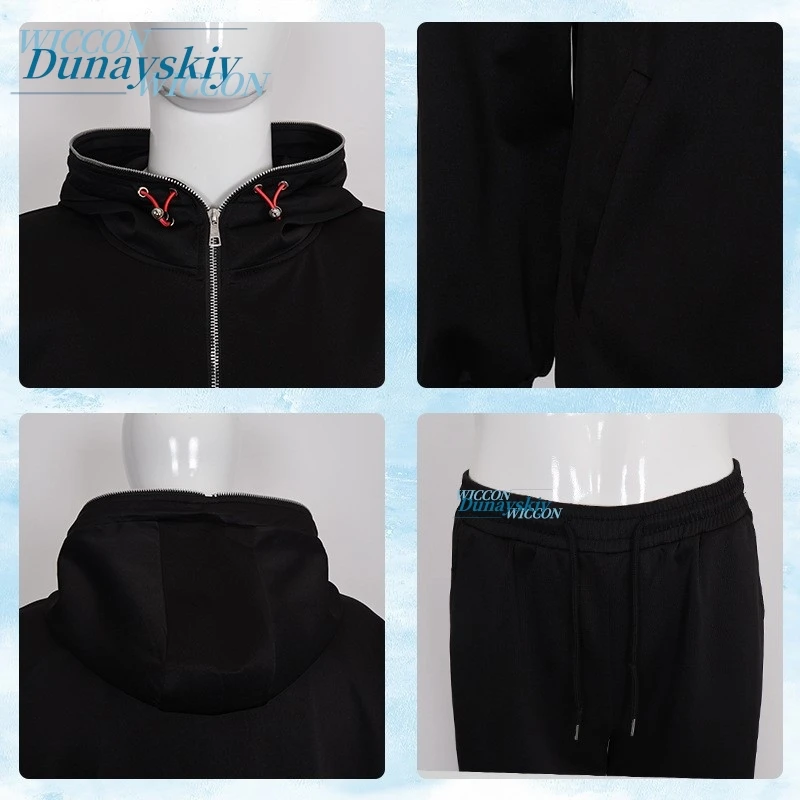 Anime Itadori Yuji Juutsu Kasenn Cosplay Costume Black Hooded Jacket Uniform Sportswear Unisex Full Set For Halloween Daily Wear - view 3