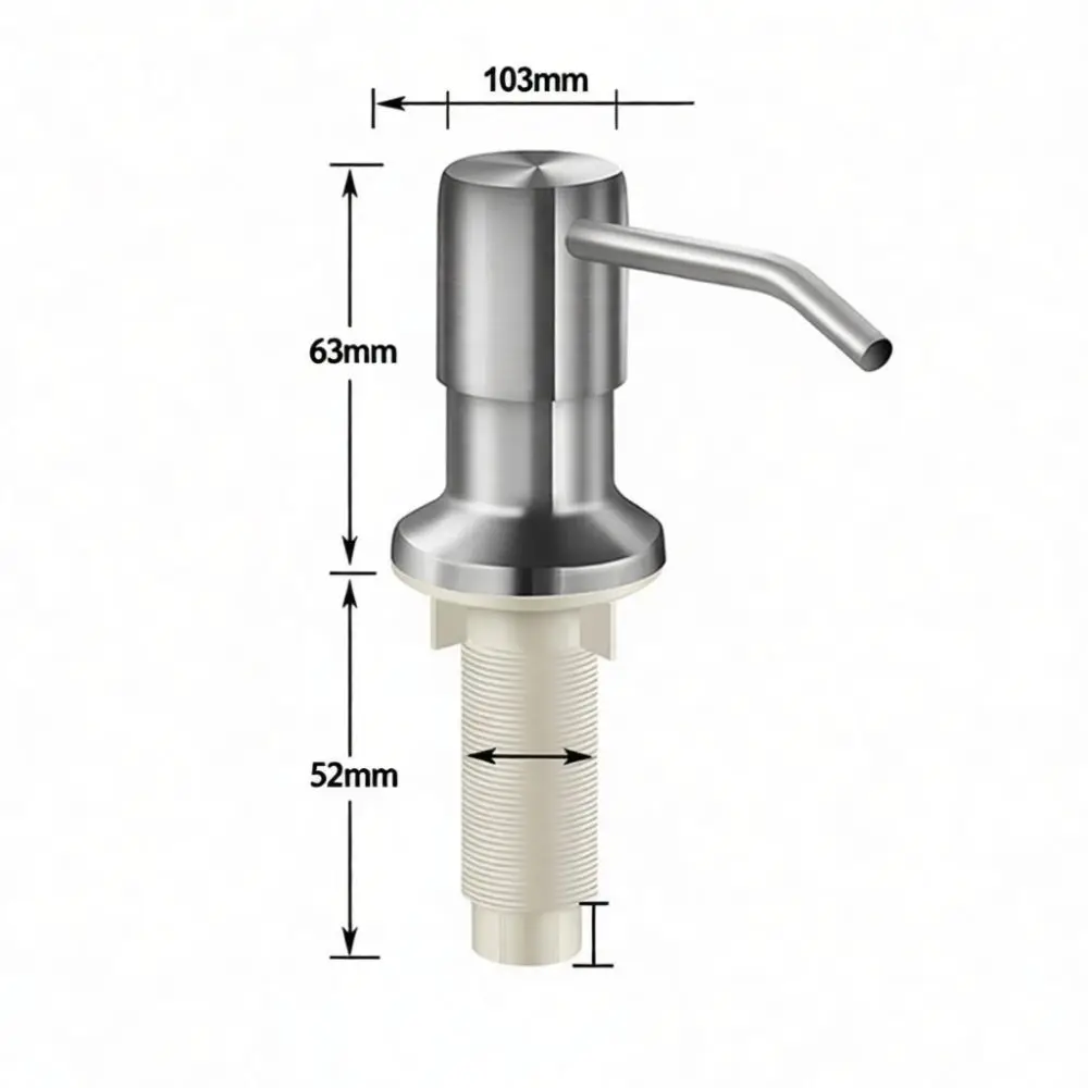 Refillable Kitchen Sink Soap Dispenser Pump Stainless Steel Press Head With Extension Hose For Dishwashing Cleaners