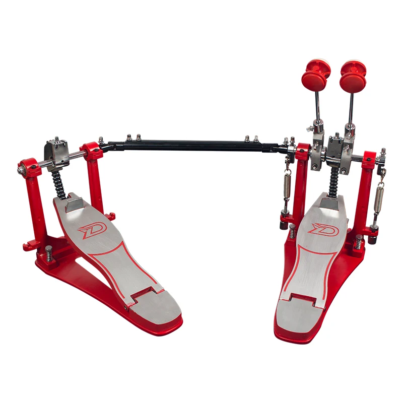 Red Double Drum Pedal Electronic Drums Double Chain Jazz Drum Pedals Foot Tread Hammer Percussion Musical Instrument Accessories