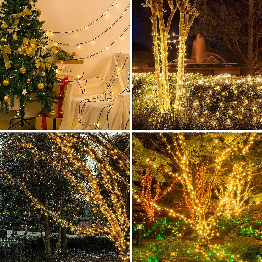 Guirnalda de luces LED de carámbano para decoración navideña, luces impermeables IP65, conectables al aire libre, fiesta en casa, boda, 50M