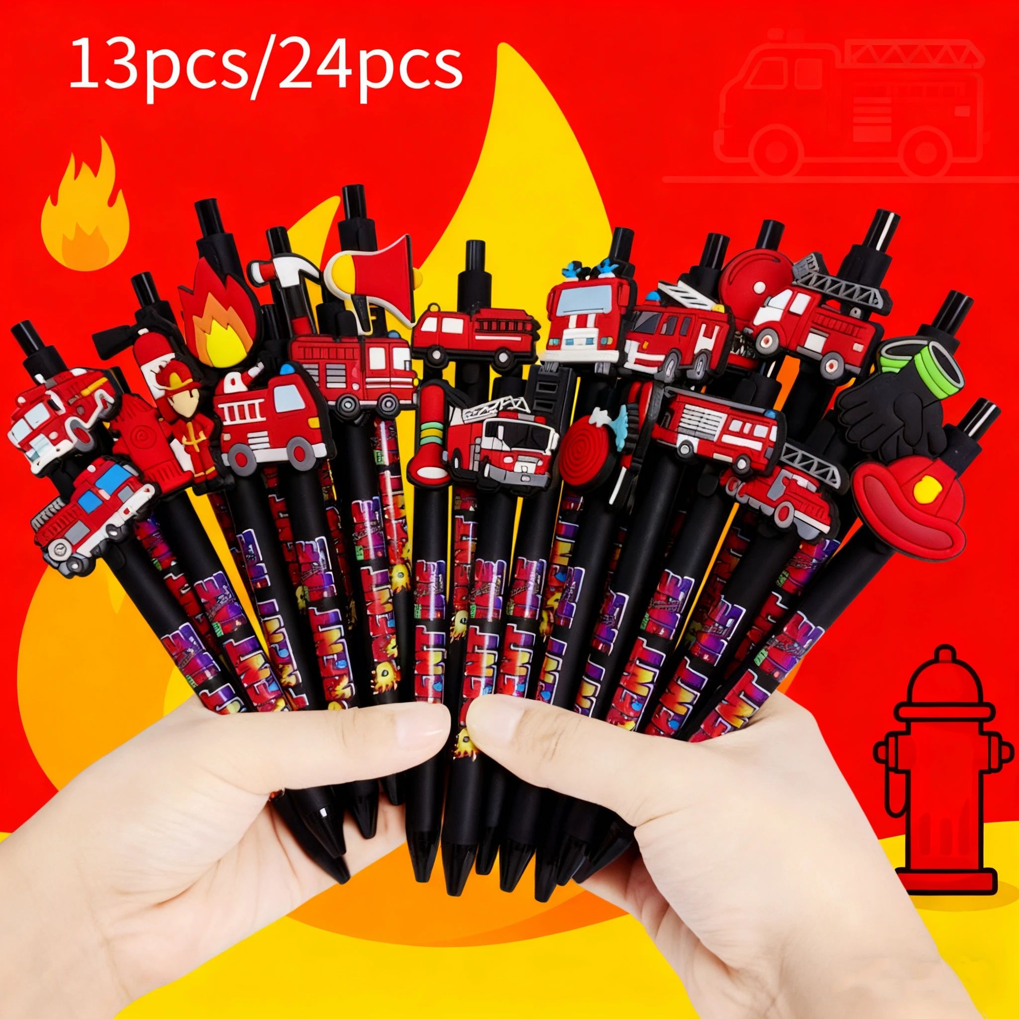 

13pcs/24pcs Fire Series Gift Ballpoint Pen Office Practical Fire Theme Commemorative Ballpoint Pen